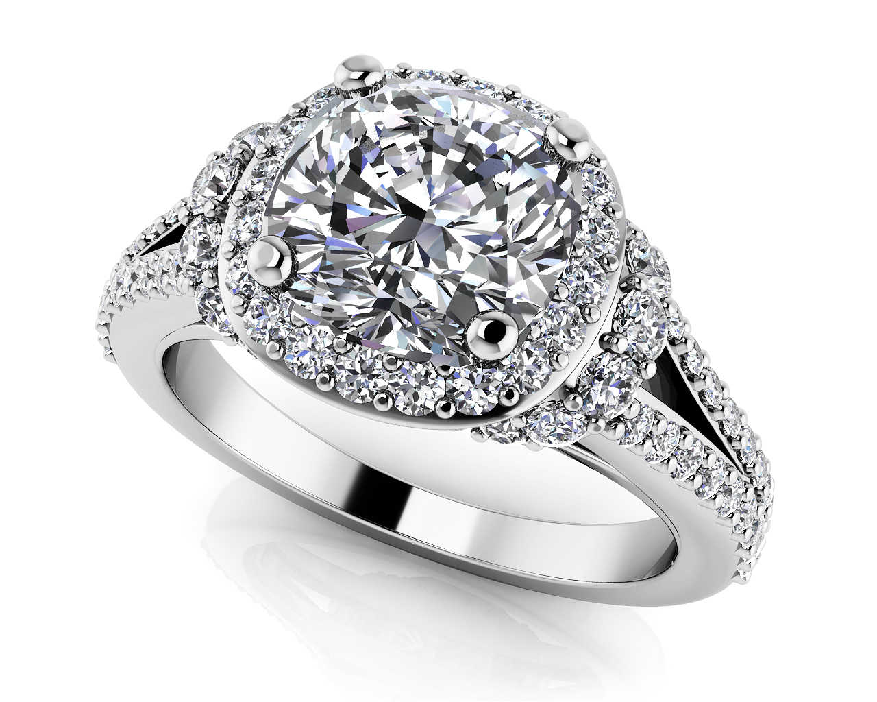 Split Shank Cushion Cut Engagement Ring Roco's Jewelry Bakersfield CA