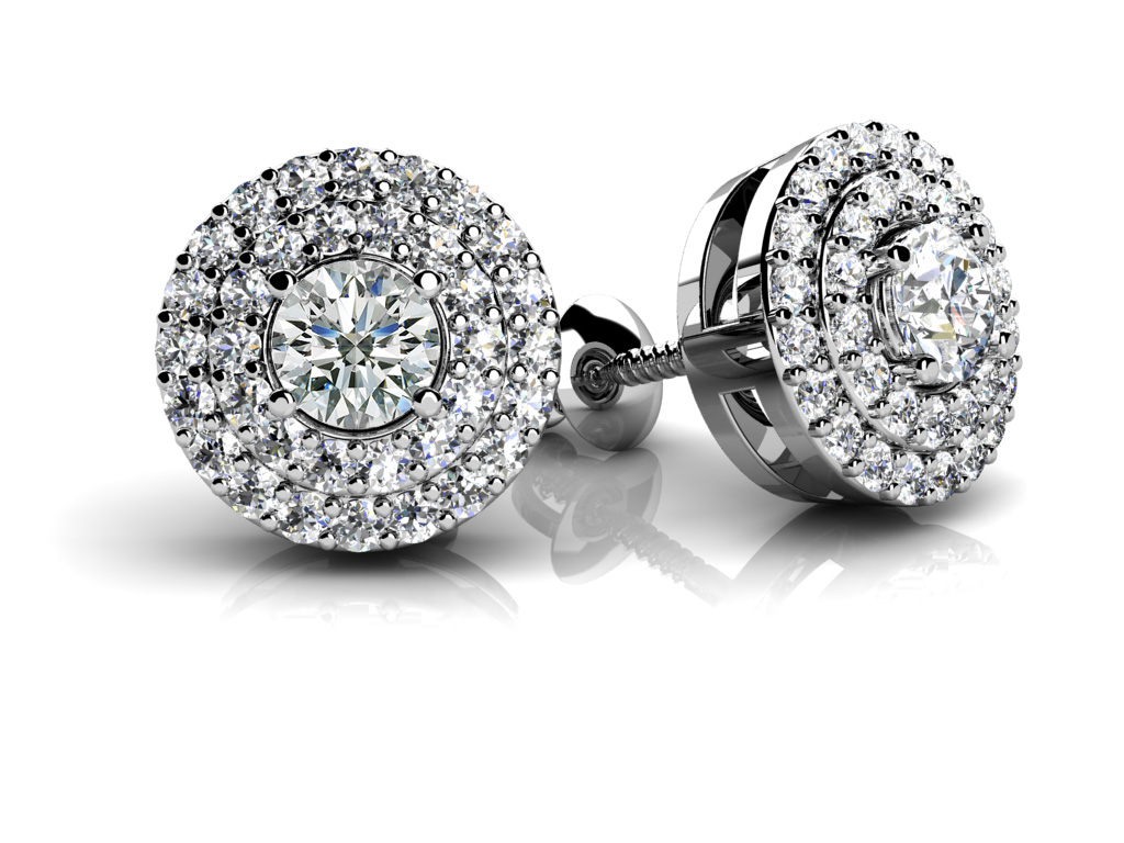Surrounded By Diamonds Designer Stud Earrings - Roco's Jewelry